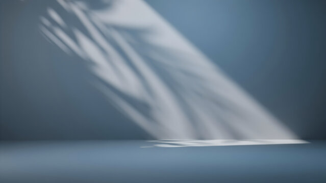 Abstract light shadow overlay on a clean grey wall surface for product presentation and creative design background display