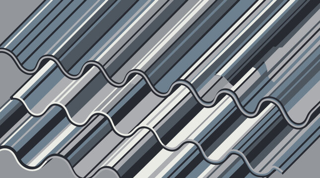 Corrugated Metal Roofing Sheets Stacked For Inspection.