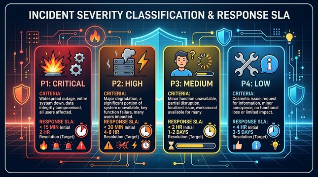 Incident severity classification and response sla infographic