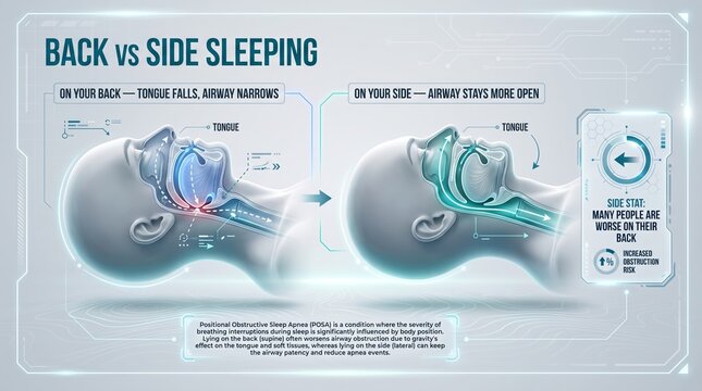 Back versus side sleeping and the airway