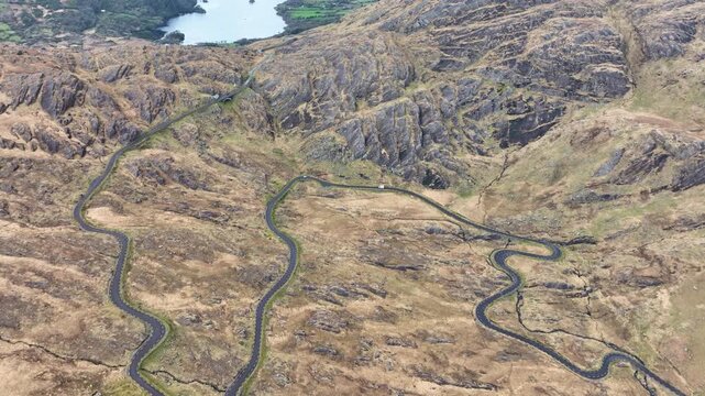 Ireland Epic Locations camper van climbing the Healey pass from Cork To Kerry Wild Atlantic Way Drives
