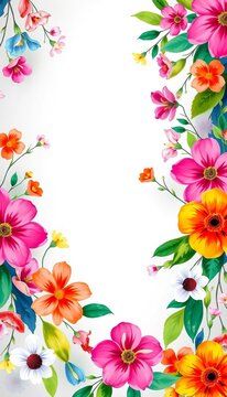 Vibrant floral garland with loose brushstrokes, watercolor, colorful