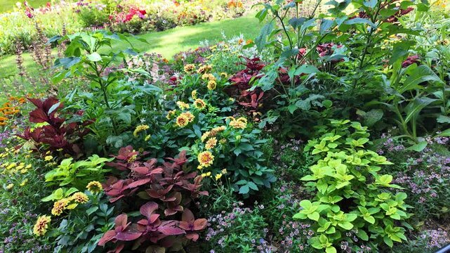Beautiful floral display at Westgate Gardens in Canterbury, Kent, England. A popular tourist attraction known for its idyllic, whimsical, and storybook landscape.