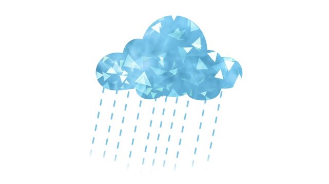 Raining Cloud in Blue color geometric patterns ideal for animated gif or background weather icon