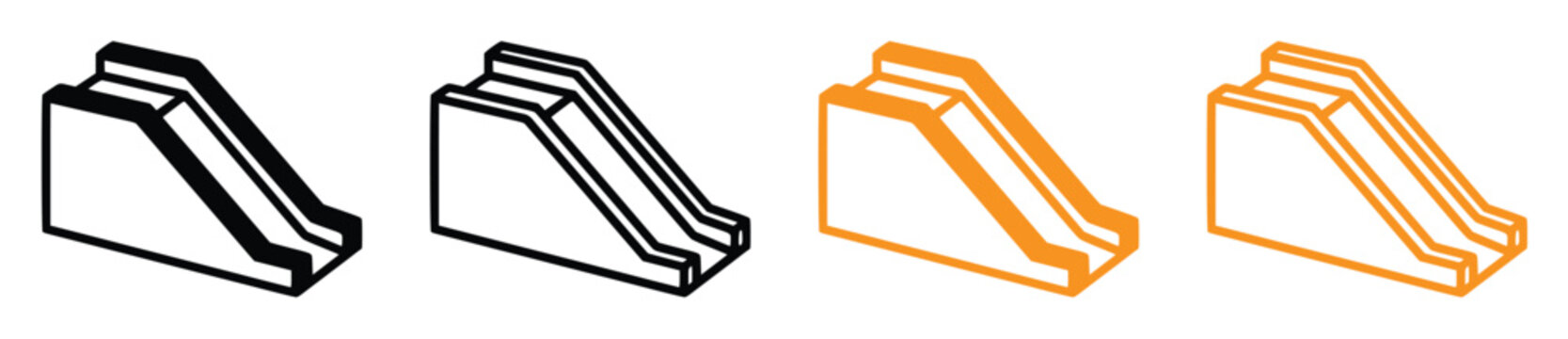 Escalator Icons Set &ndash; Moving Staircase, Shopping Mall, Airport, Metro and Public Transportation Symbol Collection Vector