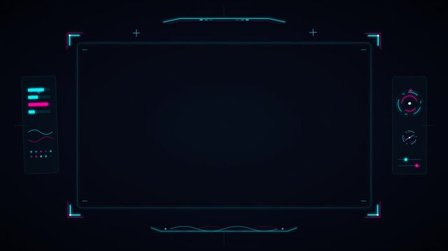 Sci-fi hud interface with glowing neon data visualization elements