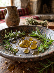 Fototapeta premium still life with herbs and spices