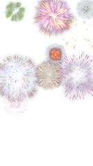 Obraz premium Fireworks burst with sparkling glitter on transparent alpha background. Bright firework burst with radial spark trails and fade out.