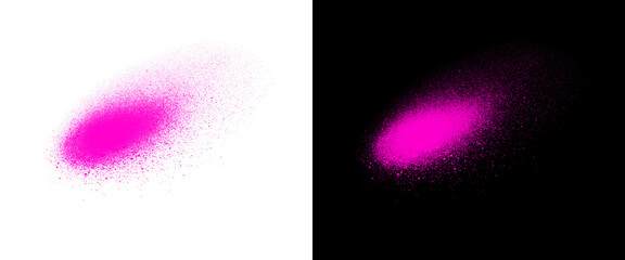 Neon pink spray paint texture set, vibrant graffiti aerosol splatter on white and black background, street art design element png © Smart Studio
