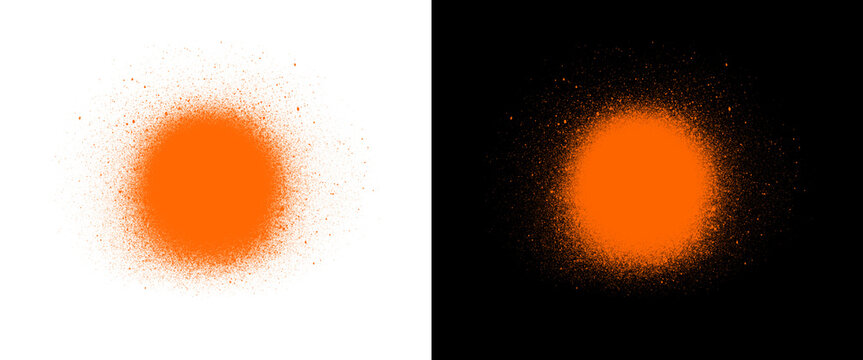 Orange spray paint drip texture on white and black background, neon aerosol splatter element, graffiti design asset for urban art png