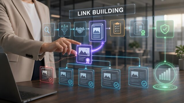 Link building strategy visualization seo and digital marketing workflow