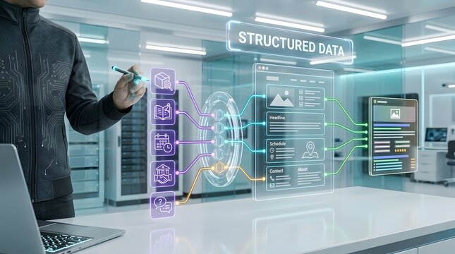 Structured data implementation visualizing data organization for enhanced digital experiences