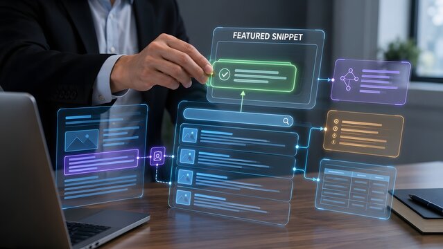 Seo optimization strategy achieving featured snippets and enhanced search rankings