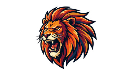 Fierce Lion Head Mascot Logo Illustration with Orange Mane for Sports and Gaming Teams © XsDax