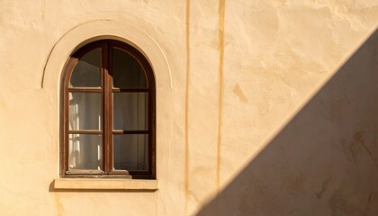 Obraz premium arched window shadow beige wall