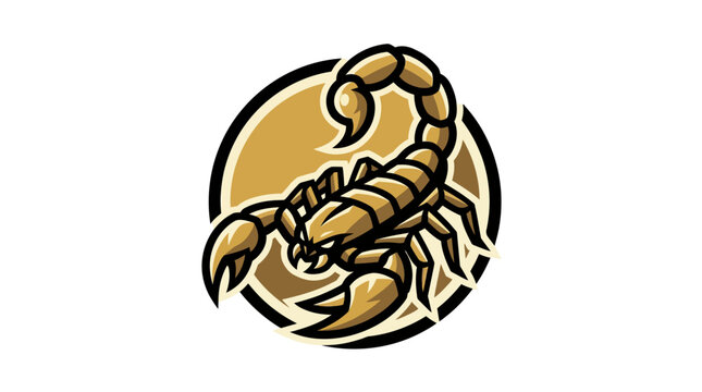 Stylized golden scorpion mascot logo featuring an arachnid within a circular badge for sports or gaming identity