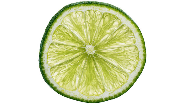 Fresh lime slice with vibrant green rind and juicy pulp