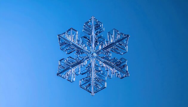 snowflake macro blue background