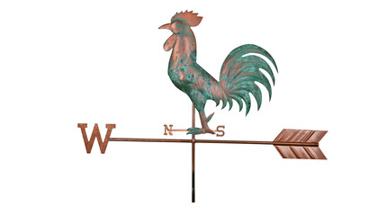 Copper rooster weathervane with directional compass points © Lubos