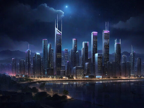 Citt&agrave; del futuro composta da grattacieli tecnologici