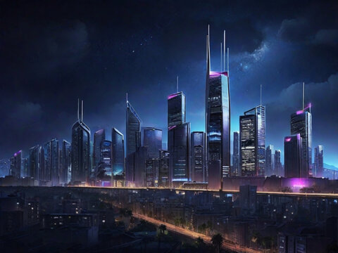 Citt&agrave; del futuro composta da grattacieli tecnologici
