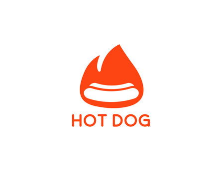 Vibrant flame and sausage symbol for a modern hot dog brand identity. An energetic logotype perfect for gourmet food trucks, quick-service cafes, savory snack concepts, and backyard barbecue events.