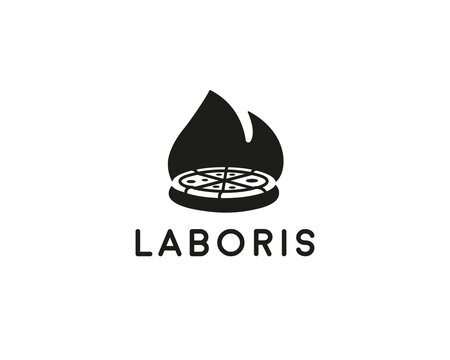 Creative pizza logo with a flame element. A bold, minimalist logotype for Italian restaurants, artisanal pizzerias, wood-fired oven bakeries, street food concepts, and gourmet snack brands.