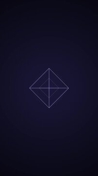 Geometric Wireframe Cube Floating in Dim Dark Environment