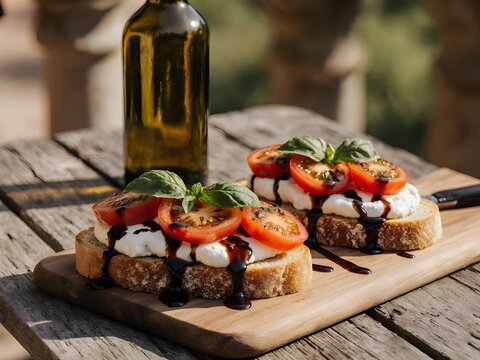 La bruschetta, appetitoso amtiposto, aperitivo o merenda tipica italiana