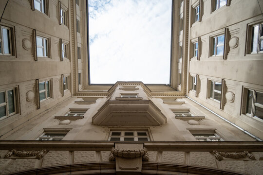 Upward View of Historic Residential Courtyard