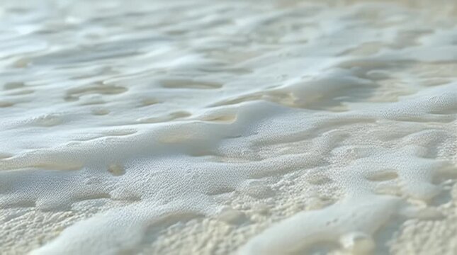 Closeup of foamy ocean waves on sandy beach