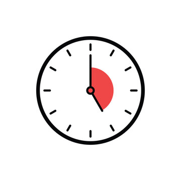 Minimalist Clock  with Red Highlighted Time Segment Representing Deadline