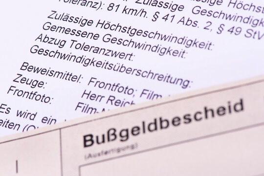 Bu&szlig;geldbescheid von der Polizei wegen Geschwindigkeits&uuml;bertretung
