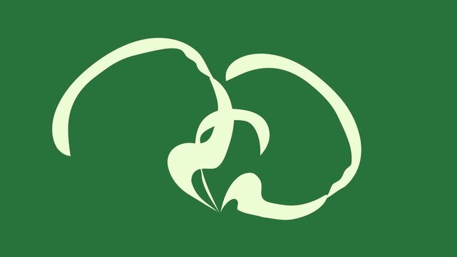 Logo screen clock for company cat heart lion head face backgrounds motion elements isolated on green screen background