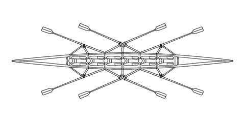 Top view of a rowing boat with oars © JoyChandra