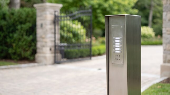 Close-up of commercial intercom unit