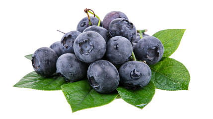 Heap of fresh blueberries with green leaves © Isolde