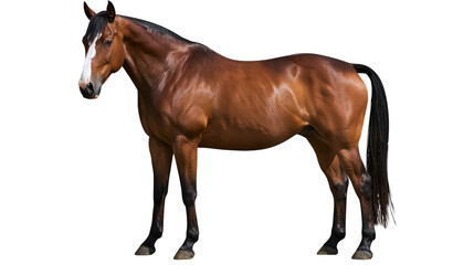 Brown horse with white blaze on face standing © Isolde