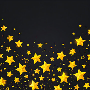 Golden stars scattering on dark background, festive celebration, award success, luxury event decoration, shimmering elements