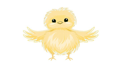 Fluffy yellow chick with spread wings © Isolde