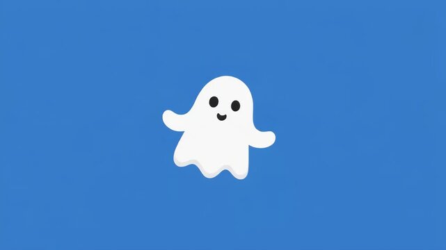 Cute ghost characters animated in a playful pattern against a blue and black background
