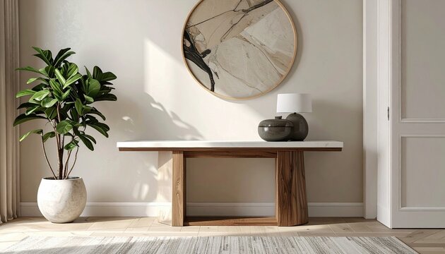 modern console table neutral interior