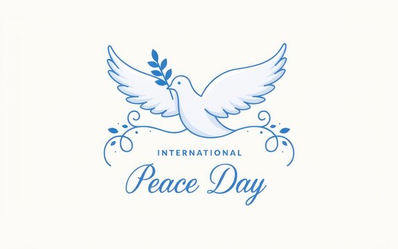 International peace day illustration dove with olive branch for harmony and global peace