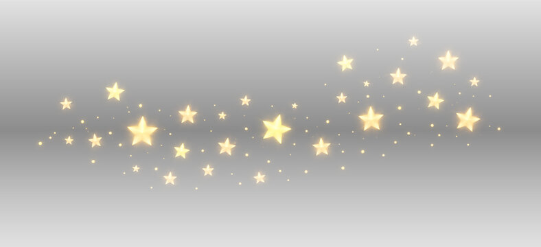 Golden Sparkle Star Light PNG Overlay with Glitter Effect, on transparent background