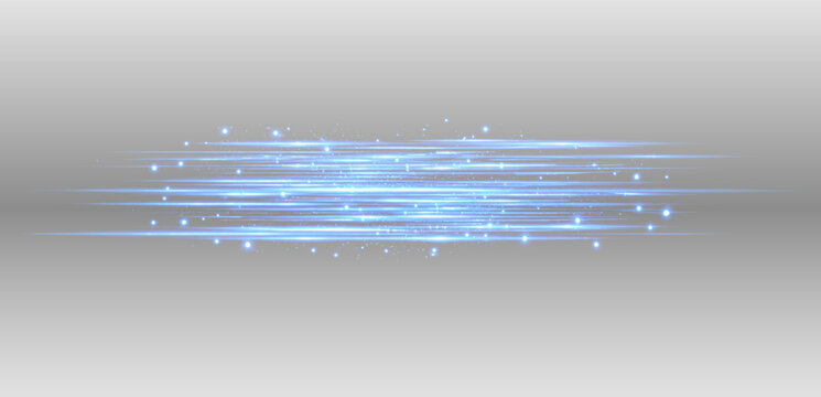 Blue Horizontal Beam Light Effect PNG Overlay, on transparent background