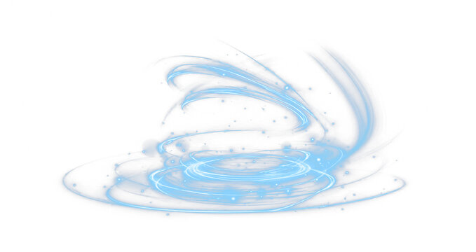 Blue Glow Magic Swirl Light Effect PNG Overlay, on transparent background