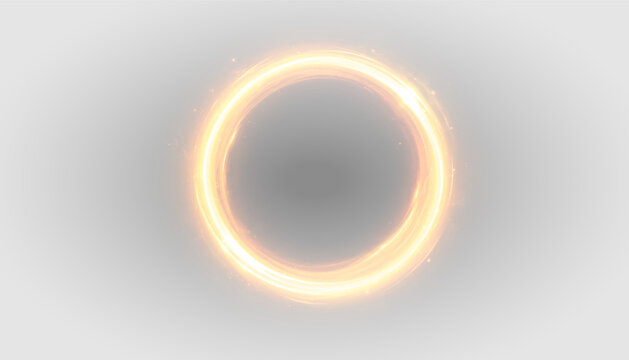 Gold glow ring png overlay with circular luminous light effect, on transparent background