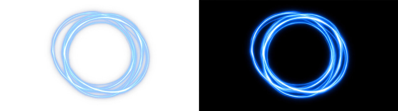 Blue glow ring png overlay with circular neon light effect, on transparent background