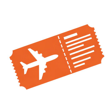 A simple orange airplane ticket icon with a white airplane on it.