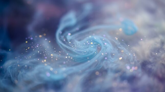 Defocused soft azure pigment swirl dissolving gracefully into a dreamy cosmic dust cloud  watercolor ink swirl vortex paint blue pigment dissolve cloud texture mist vapor galaxy cosmic